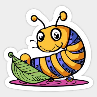 Caterpillar On A Leaf Sticker